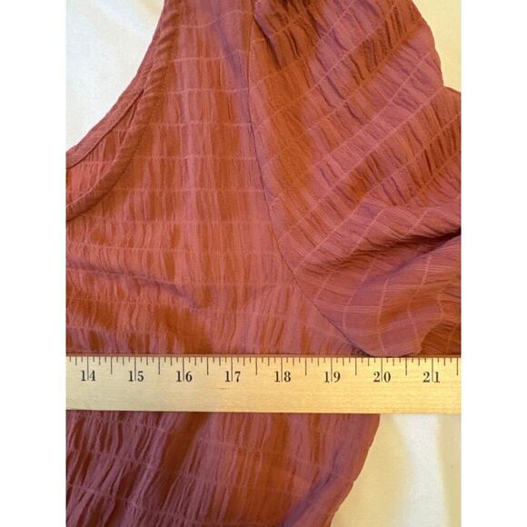 WAYF Women’s Crop Long Sleeve Textured Peasant BOHO Blouse Roast Brown Size M - Picture 5 of 8